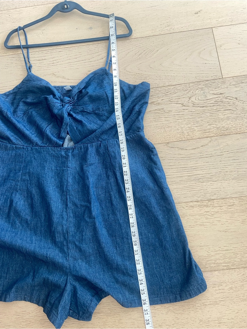 NWT XXL Tall Chambray Romper Twist Front Fit Flare Cotton NWT - Picture 9 of 10